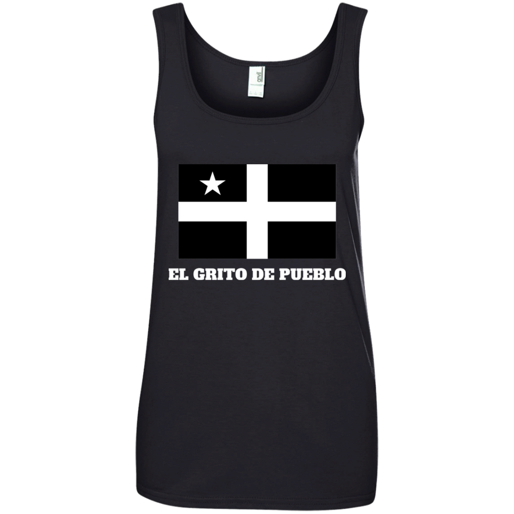 El Grito De Pueblo 882L Anvil Ladies' 100% Ringspun Cotton Tank Top - PR FLAGS UP