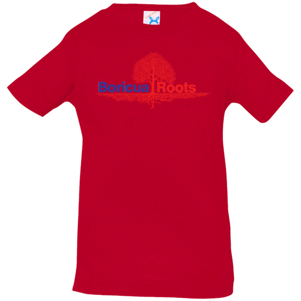 Boricua Roots Red & Blue Logo 3322 Rabbit Skins Infant Jersey T-Shirt - PR FLAGS UP