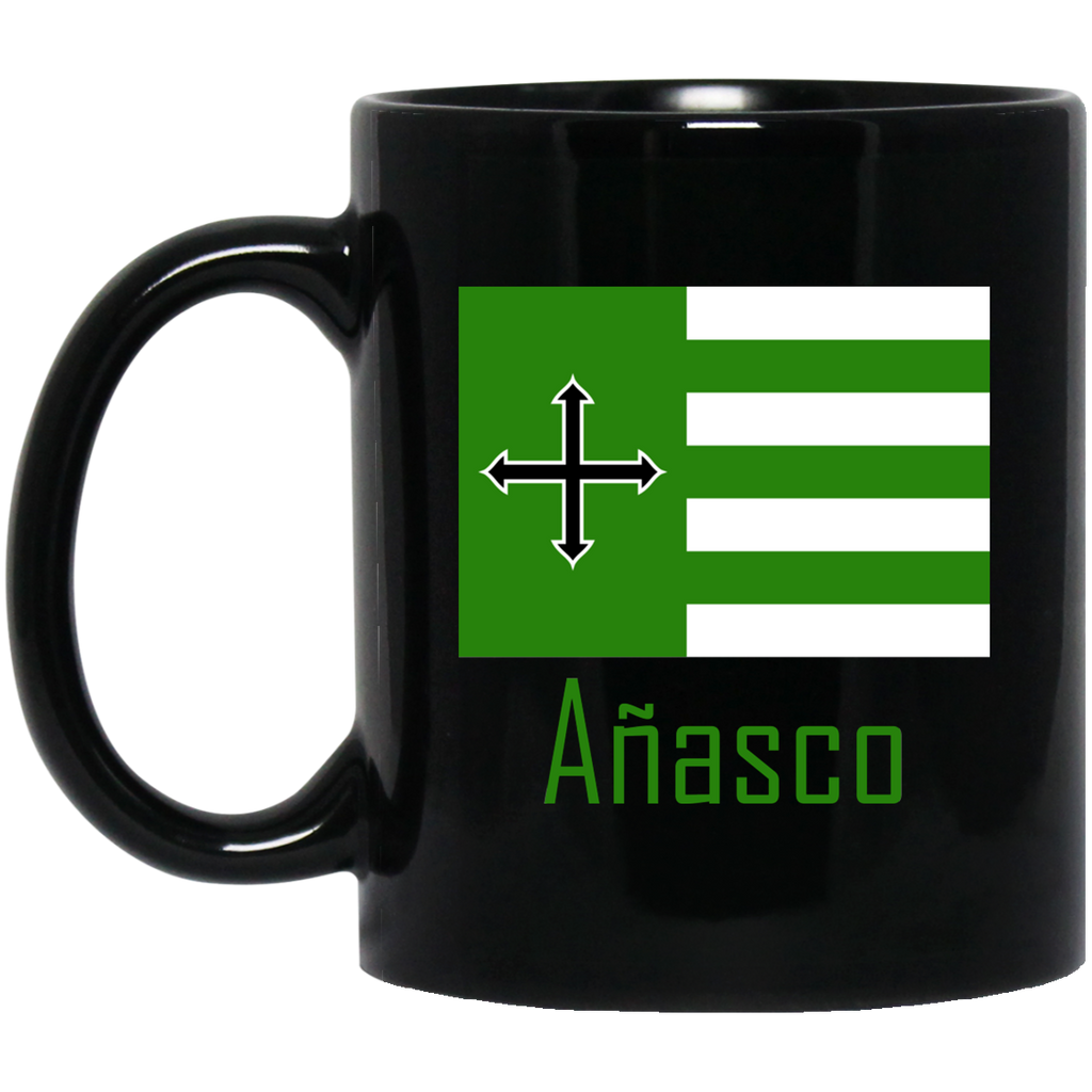 Añasco Flag BM11OZ 11 oz. Black Mug - PR FLAGS UP
