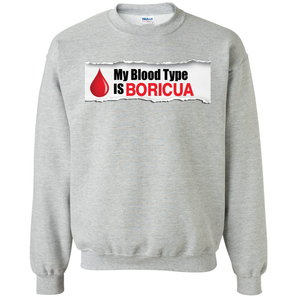 Blood Type Printed Crewneck Pullover Sweatshirt  8 oz - PR FLAGS UP