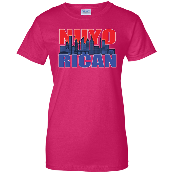 NuyoRican 2 Ladies Custom 100% Cotton T-Shirt - PR FLAGS UP