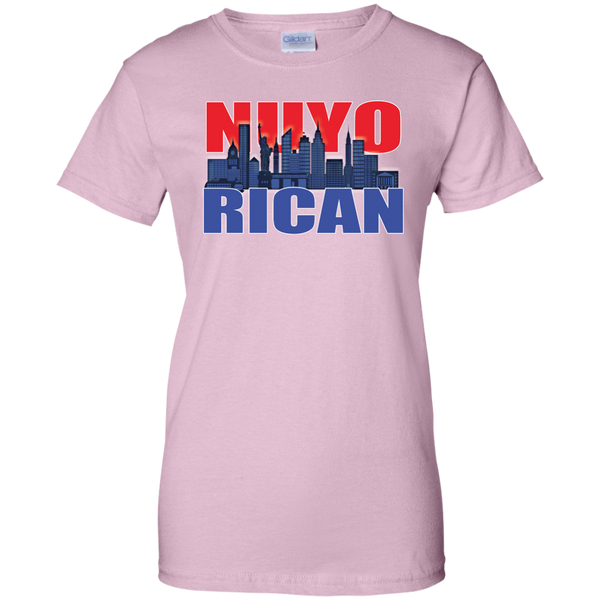 NuyoRican 2 Ladies Custom 100% Cotton T-Shirt - PR FLAGS UP