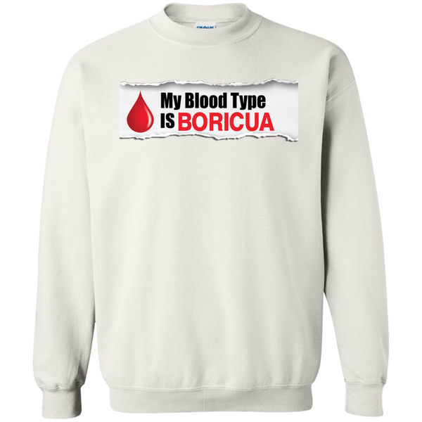 Blood Type Printed Crewneck Pullover Sweatshirt  8 oz - PR FLAGS UP