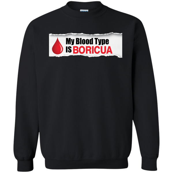 Blood Type Printed Crewneck Pullover Sweatshirt  8 oz - PR FLAGS UP