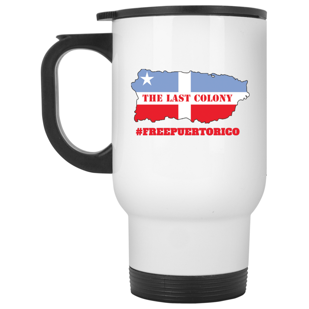 The Last Colony White Travel Mug - PR FLAGS UP