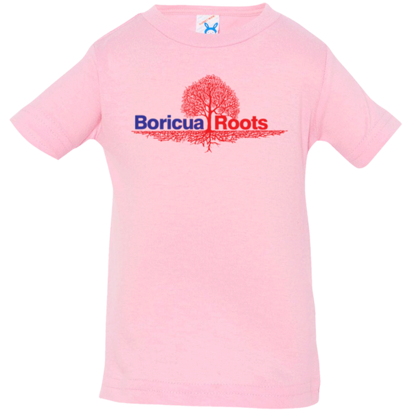 Boricua Roots Red & Blue Logo 3322 Rabbit Skins Infant Jersey T-Shirt - PR FLAGS UP