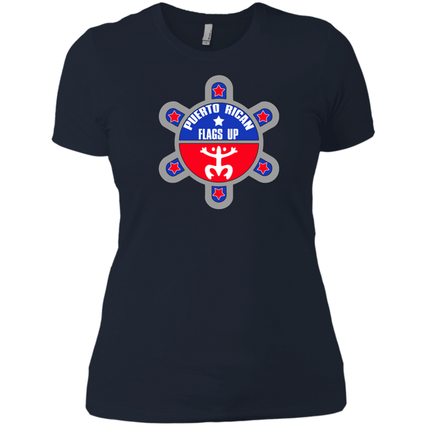 Puerto Rican Flags Up Next Level Ladies' Boyfriend Tee - PR FLAGS UP