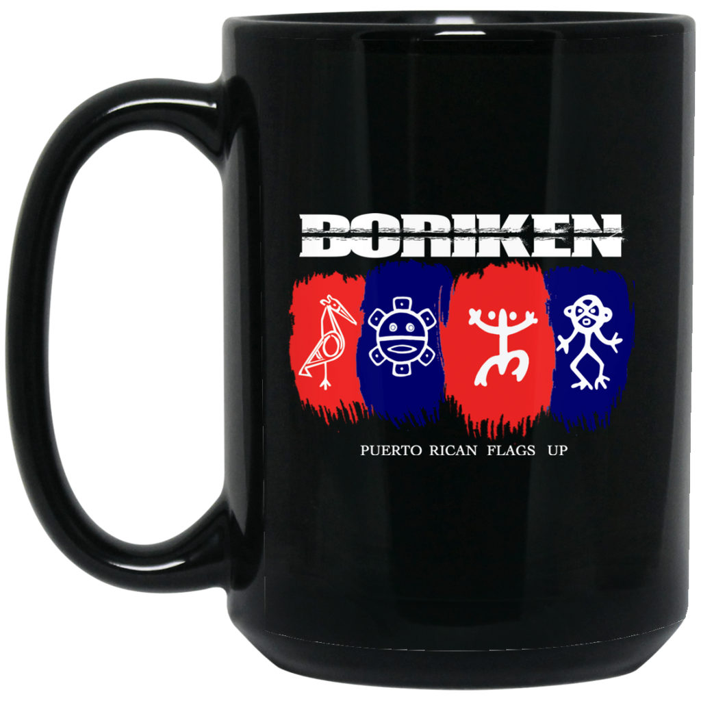 Boriken BM15OZ 15 oz. Black Mug - PR FLAGS UP