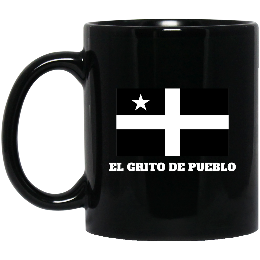 El Grito De Pueblo BM11OZ 11 oz. Black Mug - PR FLAGS UP