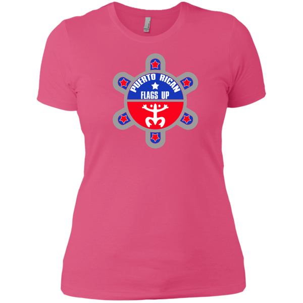 Puerto Rican Flags Up Next Level Ladies' Boyfriend Tee - PR FLAGS UP