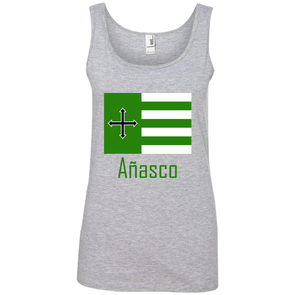 Añasco Flag 882L Anvil Ladies' 100% Ringspun Cotton Tank Top - PR FLAGS UP