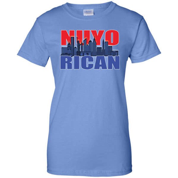 NuyoRican 2 Ladies Custom 100% Cotton T-Shirt - PR FLAGS UP