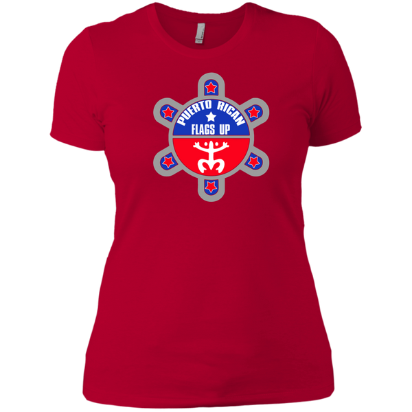 Puerto Rican Flags Up Next Level Ladies' Boyfriend Tee - PR FLAGS UP