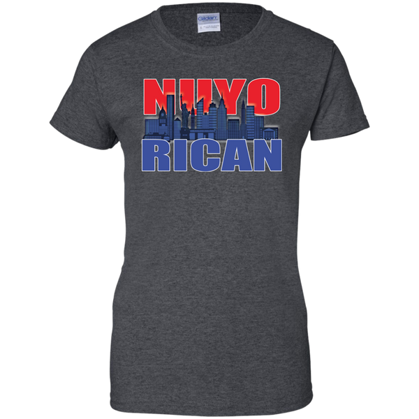 NuyoRican 2 Ladies Custom 100% Cotton T-Shirt - PR FLAGS UP