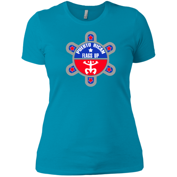 Puerto Rican Flags Up Next Level Ladies' Boyfriend Tee - PR FLAGS UP