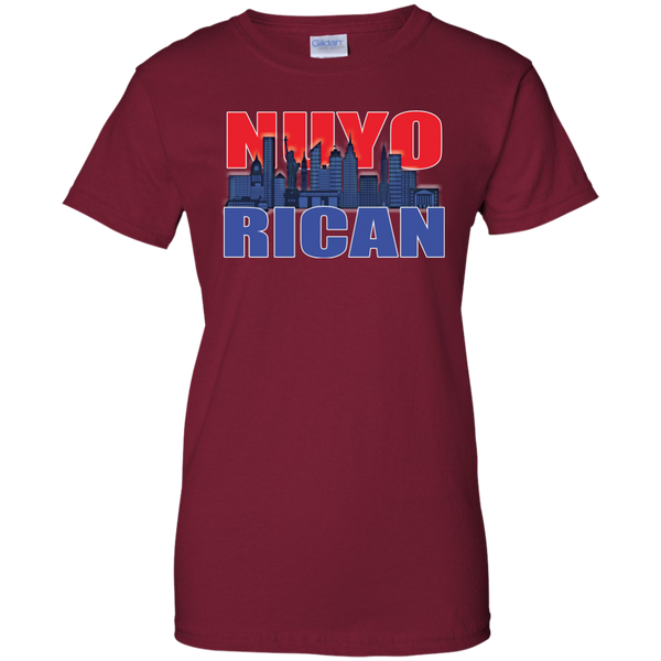 NuyoRican 2 Ladies Custom 100% Cotton T-Shirt - PR FLAGS UP