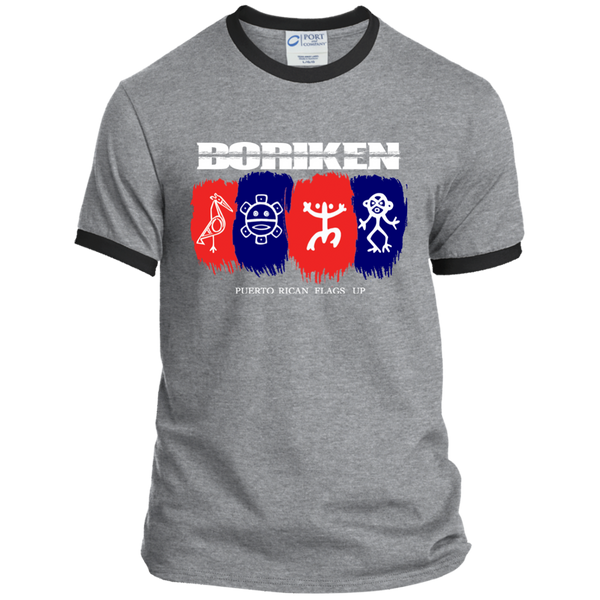 Boriken PC54R Port & Co. Ringer Tee - PR FLAGS UP