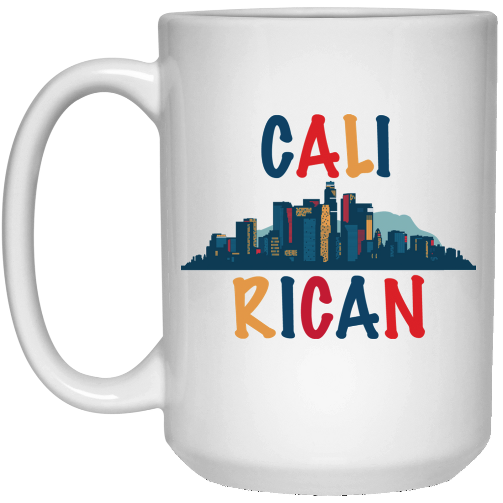 CaliRican 21504 15 oz. White Mug - PR FLAGS UP