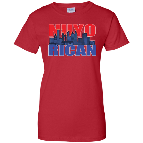 NuyoRican 2 Ladies Custom 100% Cotton T-Shirt - PR FLAGS UP
