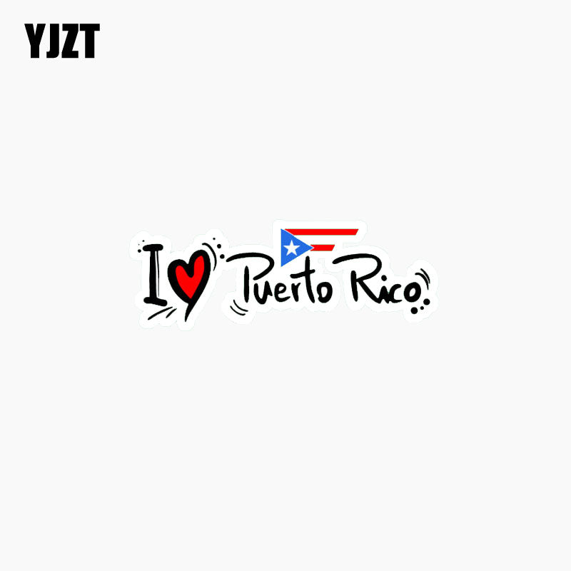 I Love Puerto Rico Car Sticker Slogan Lnterest Car Window Reflective Decal C1-7776 11.6CM*4.3CM - PR FLAGS UP