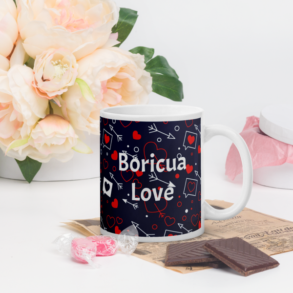 Boricua Love White glossy mug