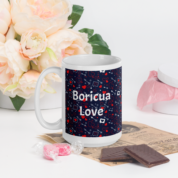 Boricua Love White glossy mug