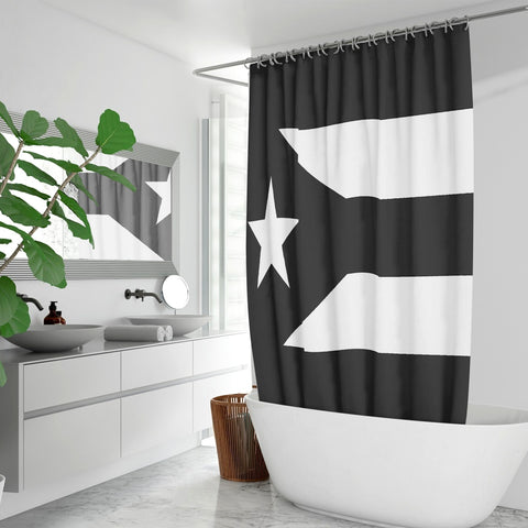 Puerto Rico Black Flag 172. Quick-drying Shower Curtain