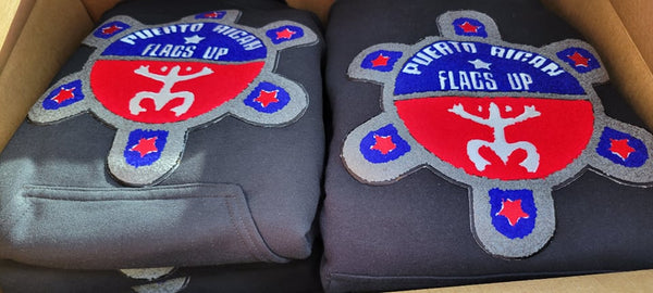 Puerto Rican Flags Up Chenille Patch Hoodie (10 Year Anniversary Edition)