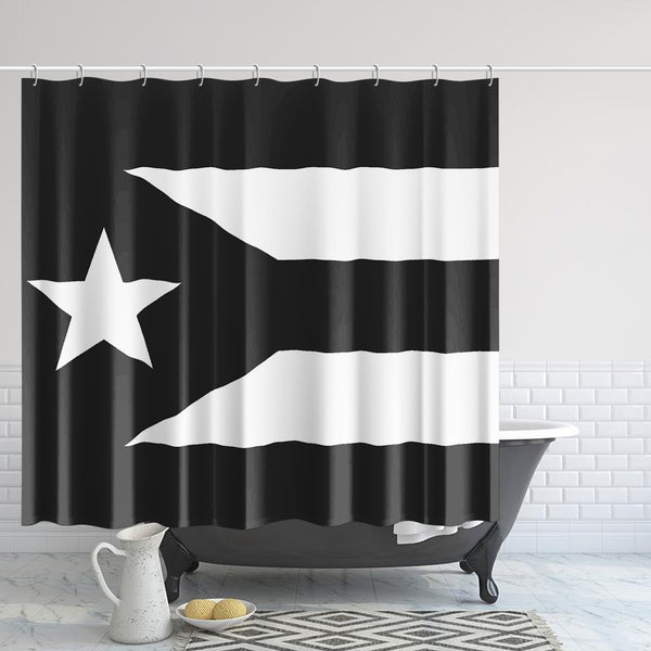 Puerto Rico Black Flag 172. Quick-drying Shower Curtain