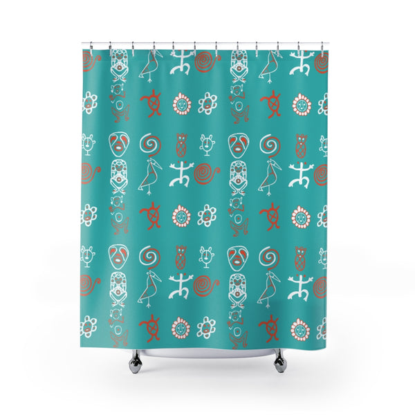 Taino Boriken Teal Shower Curtains