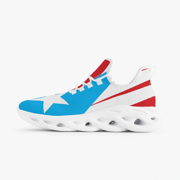 PR Light Blue Flag 311. Bounce Mesh Knit Sneakers - White