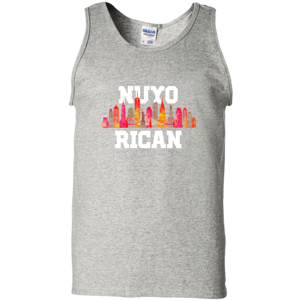 Nuyo Rican 2 G220 Gildan 100% Cotton Tank Top - PR FLAGS UP