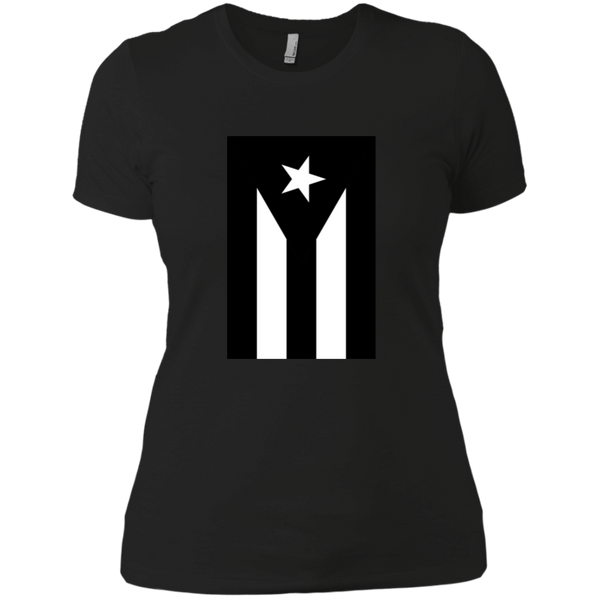 Black Flag of Puerto Rico NL3900 Next Level Ladies' Boyfriend T-Shirt - PR FLAGS UP