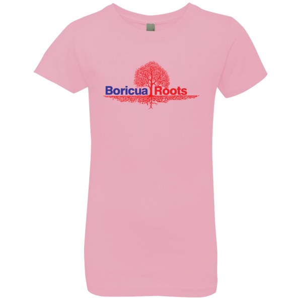 Boricua Roots Blue & Red Logo NL3710 Next Level Girls' Princess T-Shirt - PR FLAGS UP