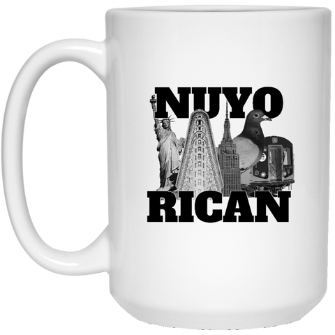 NuyoRican Elite 21504 15 oz. White Mug - PR FLAGS UP