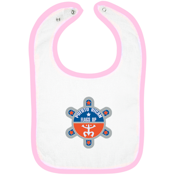 Puerto Rican Flags Up Infant Terry Snap Bib - PR FLAGS UP