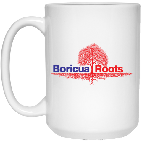 Boricua Roots Blue & Red Logo 21504 15 oz. White Mug - PR FLAGS UP