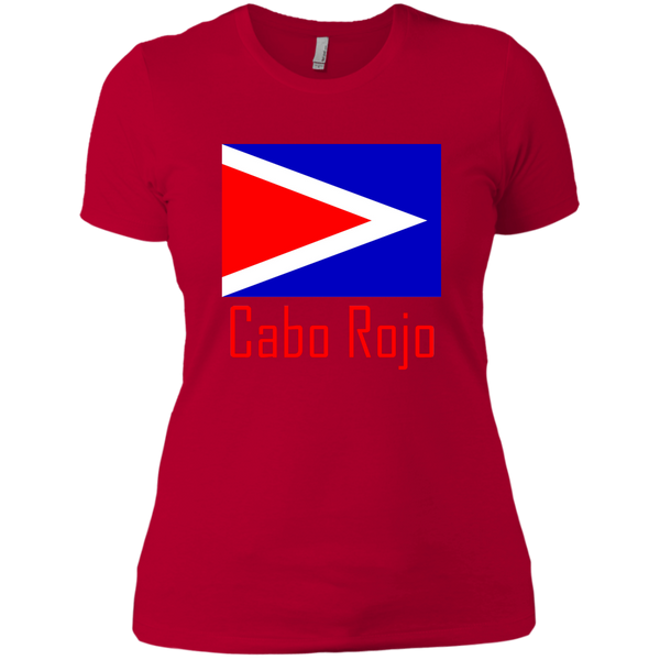 Cabo Rojo Flag NL3900 Next Level Ladies' Boyfriend T-Shirt - PR FLAGS UP