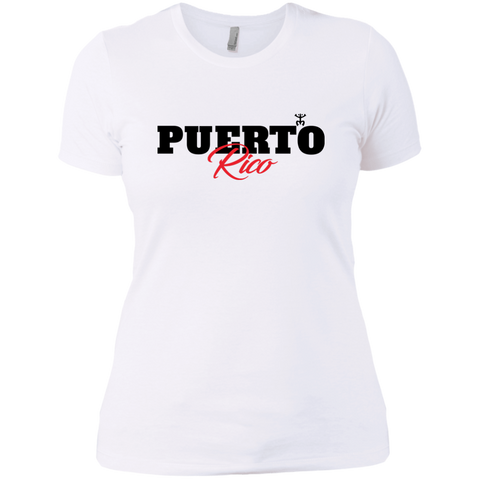 Puerto Rico Black Script 1 Next Level Ladies' Boyfriend Tee - PR FLAGS UP