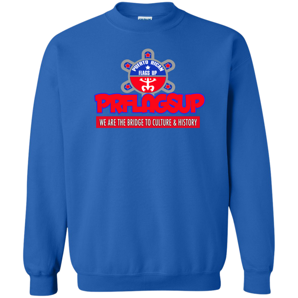 PR Flags Up Printed Crewneck Pullover Sweatshirt  8 oz - PR FLAGS UP