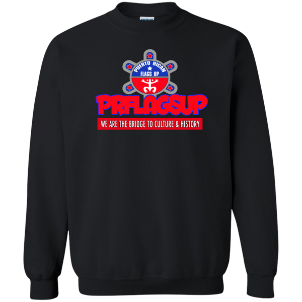 PR Flags Up Printed Crewneck Pullover Sweatshirt  8 oz - PR FLAGS UP