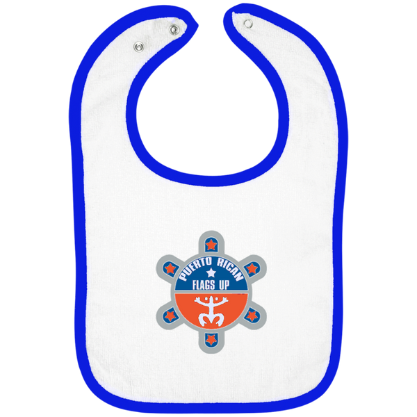 Puerto Rican Flags Up Infant Terry Snap Bib - PR FLAGS UP