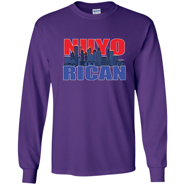 NuyoRican 2 LS Ultra Cotton Tshirt - PR FLAGS UP
