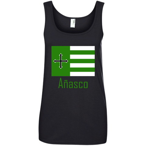 Añasco Flag 882L Anvil Ladies' 100% Ringspun Cotton Tank Top - PR FLAGS UP