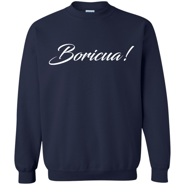 Boricua Script Printed Crewneck Pullover Sweatshirt  8 oz - PR FLAGS UP