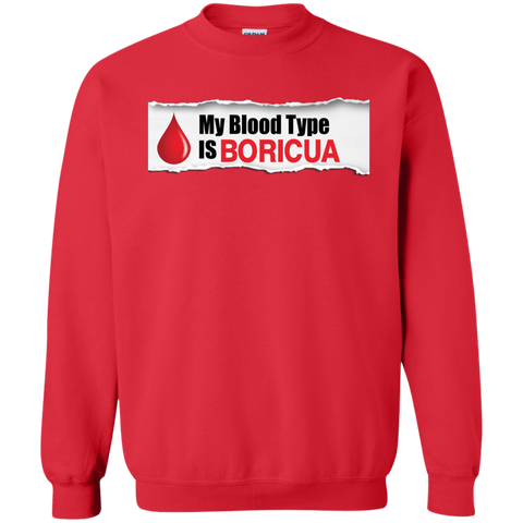 Blood Type Printed Crewneck Pullover Sweatshirt  8 oz - PR FLAGS UP