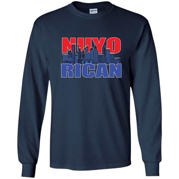 NuyoRican 2 LS Ultra Cotton Tshirt - PR FLAGS UP