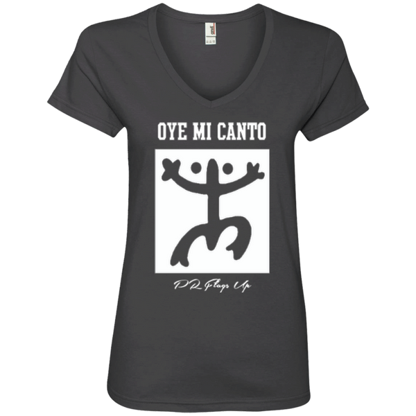 Oye Mi Canto El Coqui Ladies' V-Neck Tee - PR FLAGS UP