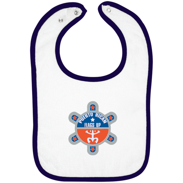 Puerto Rican Flags Up Infant Terry Snap Bib - PR FLAGS UP