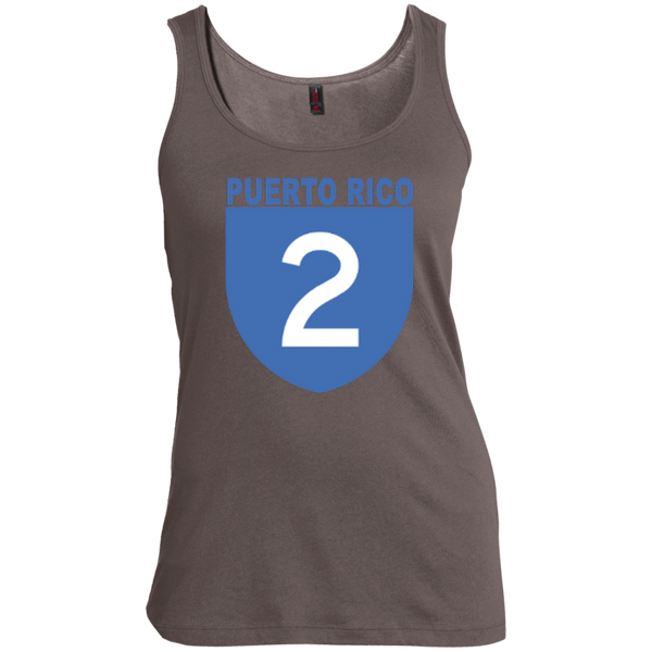 La Numero 2 DM481 District Made Women's Scoop Neck Tank Top - PR FLAGS UP